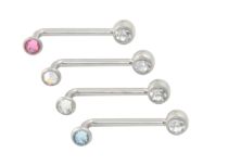 Barbell titane INTIME 1.6X14 double strass