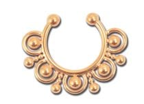 Faux Bijou Septum Acier Doré rose Fer à Cheval motif billes | Itc