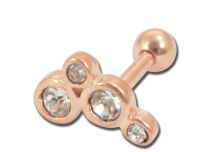 Barbell Acier Doré Rose motif 4 Strass | Itc