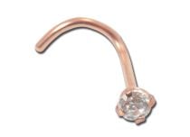 Stud de Nez Acier Doré Rose fin avec Cristal Griffé Blanc | Itc