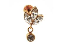 Labret Titane PVD Gold Interne Stérile motif Marquise 3 Strass avec pendentif |