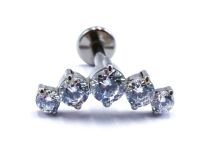 Labret Titane Interne Stérile motif Arc de 5 Strass | Itc