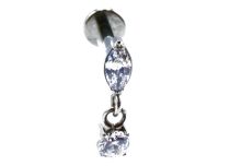 Labret Titane Interne Stérile motif Ovale Pendentif Rond à Strass Blanc | Itc