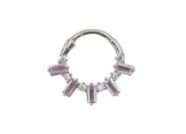 Anneau charnière acier strass rose | Itc