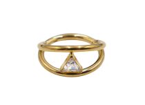 Anneaux titane PVD Gold Charnière motif double anneau triangle| Itc