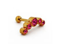 Barbell Acier PVD Gold Spécial Tragus Strass Boule Rose | Itc