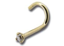 Stud de Nez Acier Doré or fin 0,8 mm Cristal Griffé Blanc | Itc