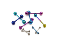 Lot  de 10 Barbells titane taille et couleur mix.